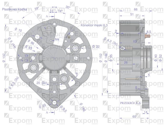 Stražnji poklopac alternatora EX257000 A120 Bizon EXPOM