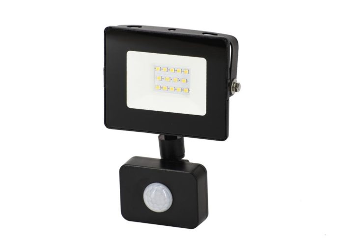 LED reflektor SMD 10W 4000K 800LM IP65 CRNA SA SENZOROM POKRETA