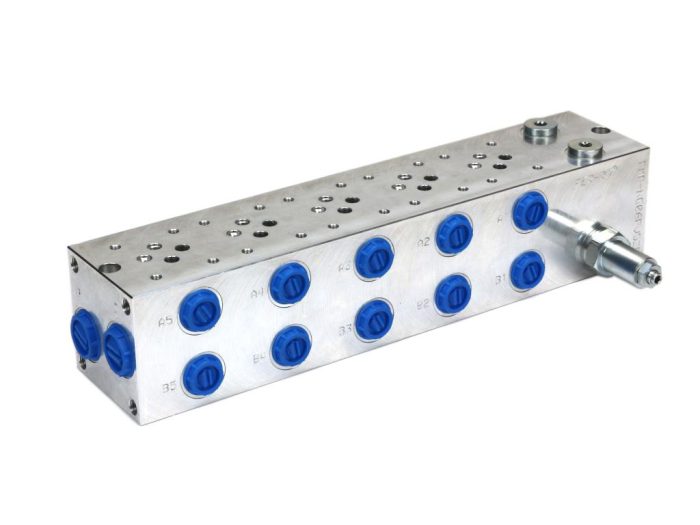 NG6 cetop 3- 5 sekcijski fluid (s preljevnim ventilom 50-380 bara) za solenoidne ventile DL3 i DS3 ventili