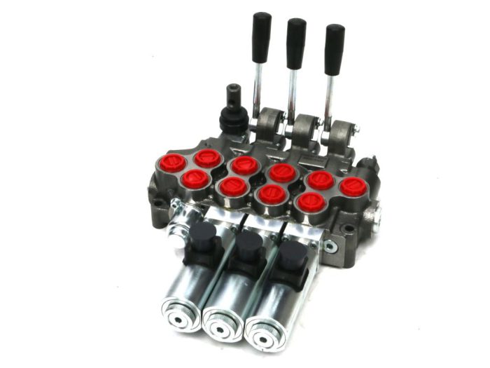 Rasmjerni ventil (50 l/m) 4 kalema, 3 kalema, ručno upravljani solenoid 24 DC, 1 kalem, ručno upravljani