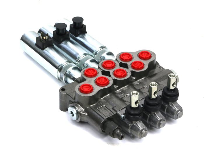 Rasmjerni regulacijski ventil (80 l/m) 3 kalema, solenoid - ručno upravljanje 24 VDC