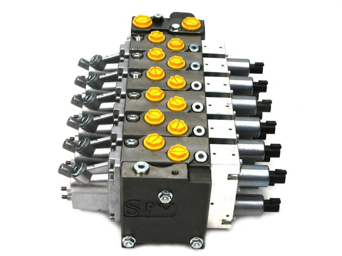 DCV 6 kalema (FT 40/40, 80/80, 65/65, 80/80, 65/65, 65/65) 120 l/m, LS, proporcionalni, solenoid - ručno upravljanje 24 VDC