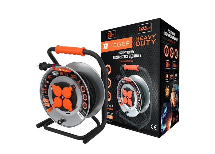 Produžni kolut, industrijski TEŠKI RADNJI, 3X2,5 mm, IP44, H05RR-F, CE / 30M, Teger