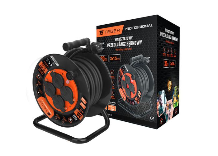 Produžni kolut, radionica PROFESSIONAL, 3X1,5 mm, IP44, H05RR-F, CE / 30M, Teger