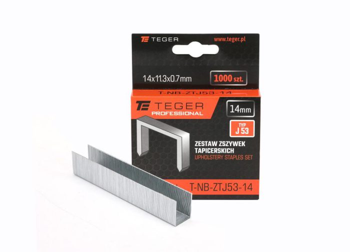 Set spajalica za tapeciranje PROFESSIONAL (tip J/53) 14/11,3/0,7 mm / 1000 kom / TEGER