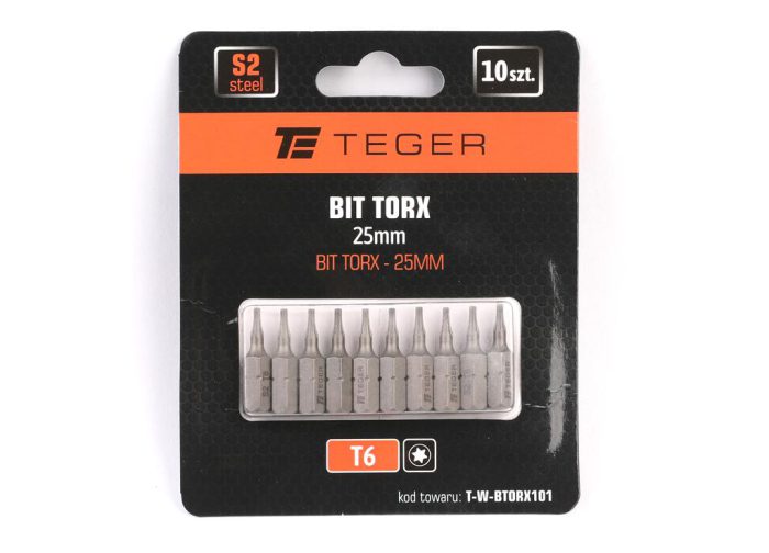 Bit TORX 25 mm/T6 (SET 10 KOM) / TEGER