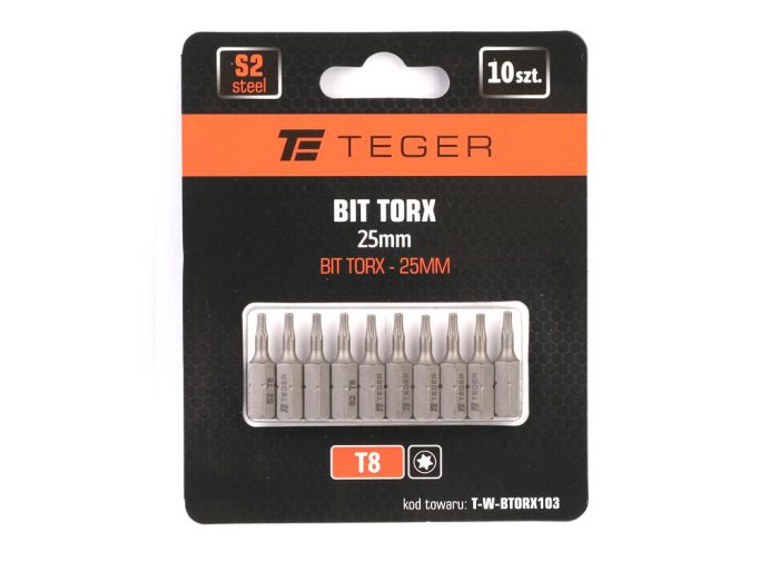 Bit TORX 25 mm/T8 (SET 10 KOM) / TEGER