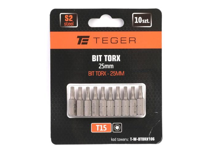 Bit TORX 25 mm/T15 (SET 10 KOM) / TEGER