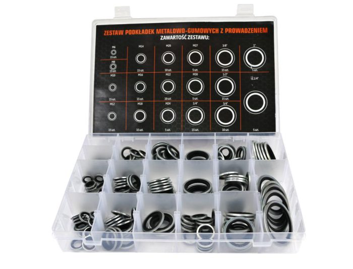 Set metalno-gumenih podložaka s vodilicama, 205 kom. TEGER