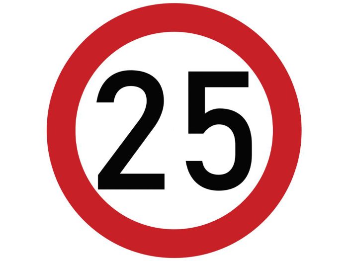 Laminirana naljepnica s ograničenjem brzine 25 km/h