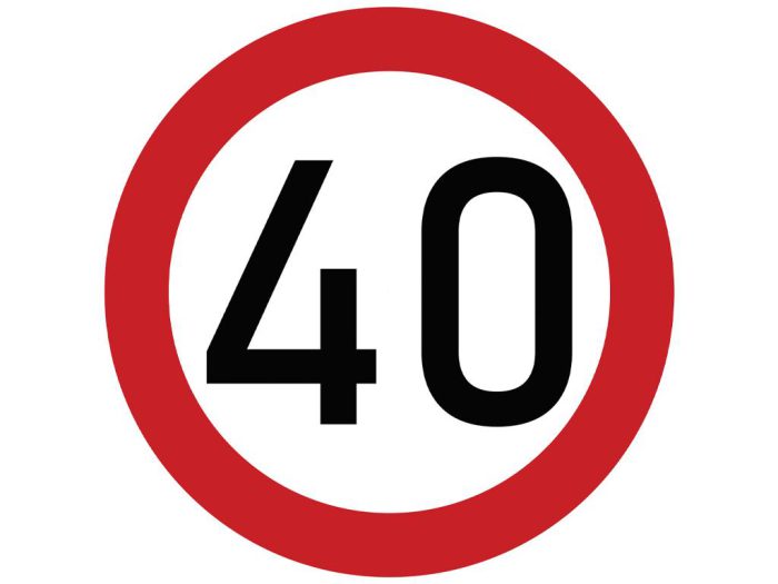 Laminatirana naljepnica s ograničenjem brzine 40 km/h