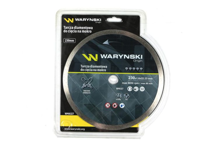 Cijeli dijamantni disk za mokro rezanje 230x25,4/22,23 mm Waryński