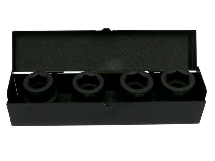 Set udarnih nasadnih ključeva, 1 inč, 4 kom, 27, 30, 32, 33 mm izrađeni od CrMo čelika, DIN 3129, Waryński