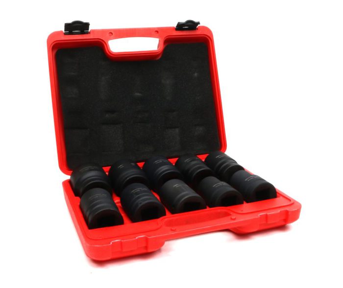 Set udarnih nasadnih ključeva, 1 inč, 10 kom, 24, 27, 30, 32, 33, 34, 36, 38, 41, 46 mm, izrađeno od CrMo čelika, DIN 3129, Waryński