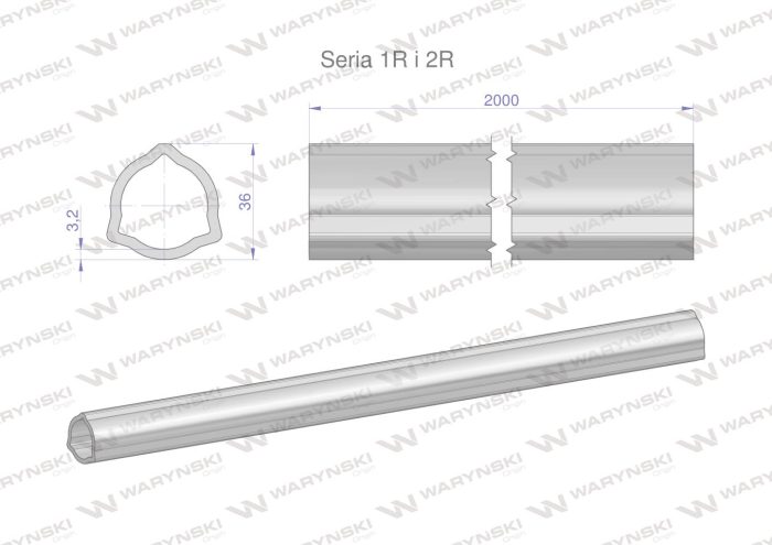 Trokutasta cijev 36x3,2 mm - 2 metra Waryński