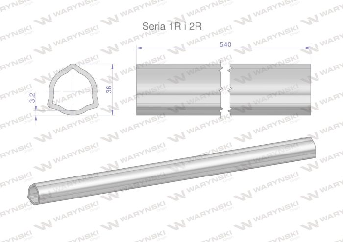Trokutasta vanjska cijev unutarnja za kardansko vratilo 660 / 36X3,2 - 540 mm WARYŃSKI