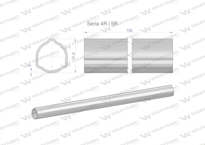 Serija-4R i 5R trokutasta cijev 51,5x3,0 mm 73,5 CM WARYŃSKI