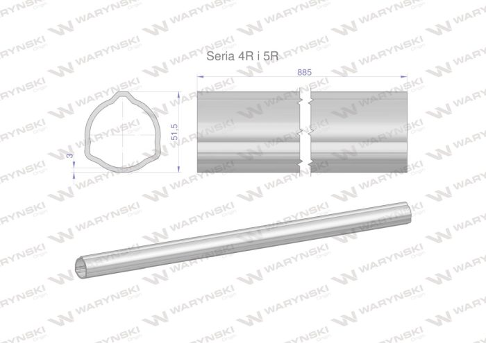 Serija-4R i 5R trokutasta cijev 51,5x3,0 mm 88,5 CM WARYŃSKI