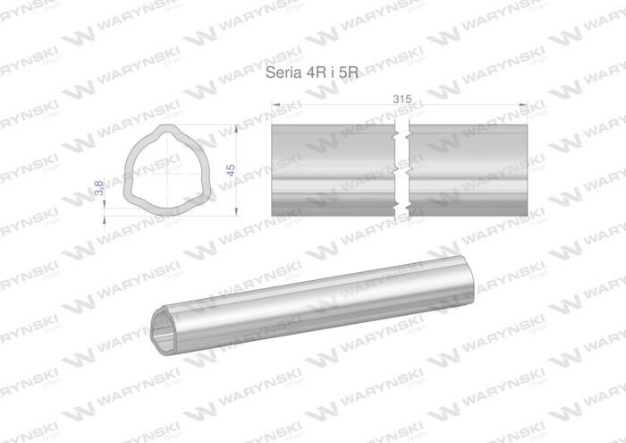 Serija-4R i 5R trokutasta cijev 45x3,8 mm 31,5 CM WARYŃSKI