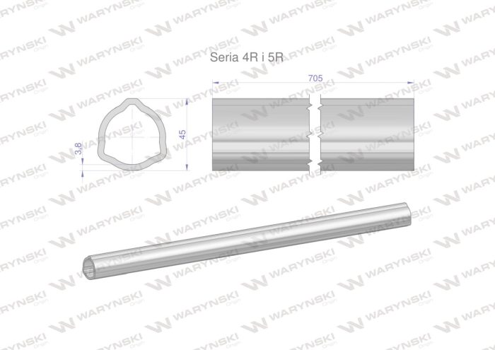 Serija-4R i 5R trokutasta cijev 45x3,8 mm 70,5 CM WARYŃSKI