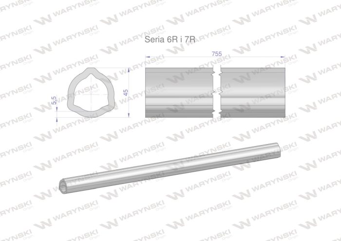 Serija-6R i 7R trokutasta cijev 45x5,5 mm 75,5 CM WARYŃSKI