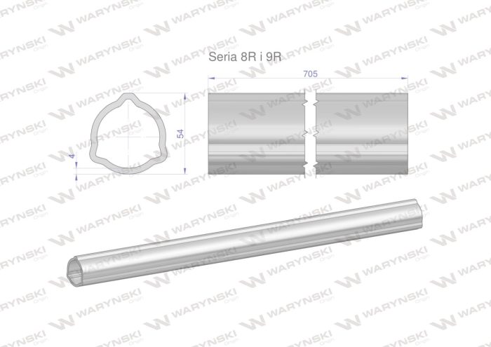 Serija-8R i 9R trokutasta cijev 54x5,0 mm 70,5 CM WARYŃSKI